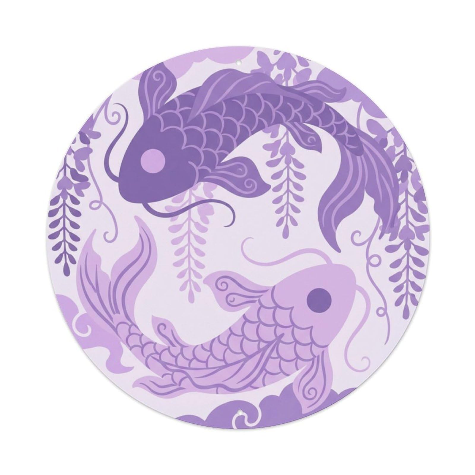 Metal Tin Sign Tai Chi Koi Fish Wisteria Dream