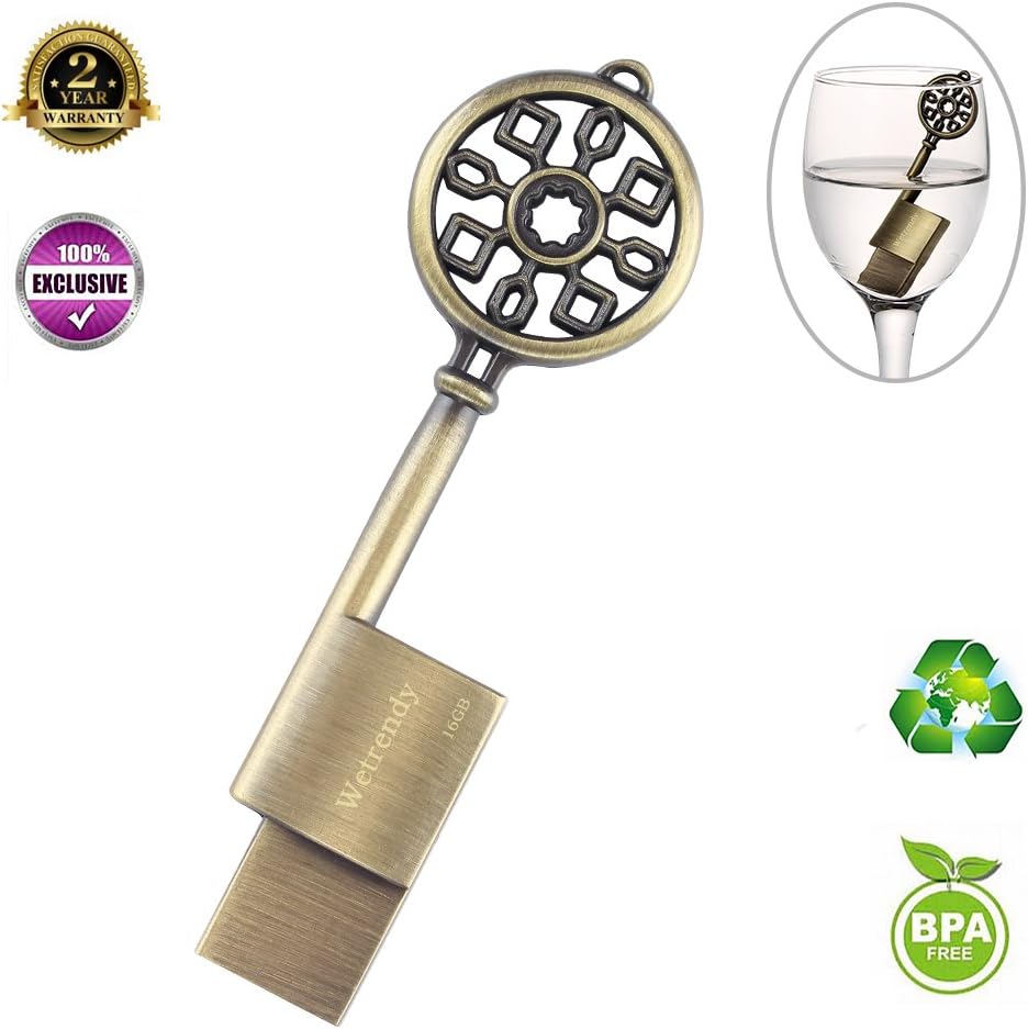 Unique Metal USB Stick 100% Real Capacity 16GB Key USB Drive Flash Memory Stick Waterproof Pen Drive Data Storage Device USB 2.0 with Lanyard (16G_Copper)