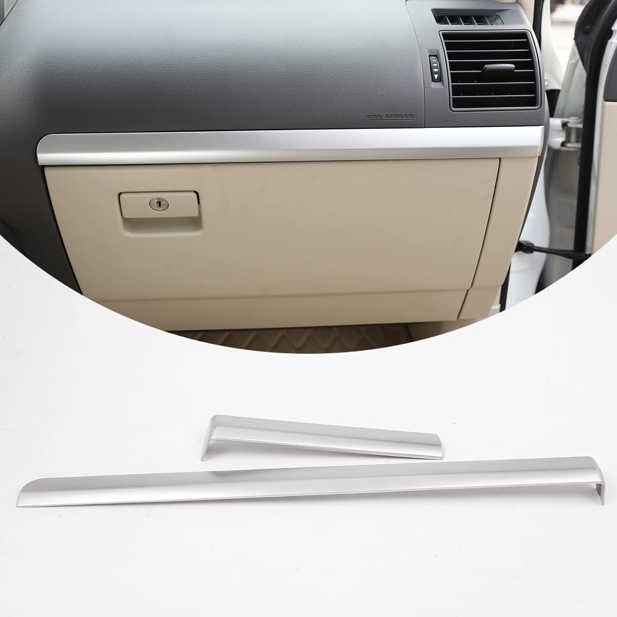 Fit for Toyot@ Land Cruiser Prado FJ150 150 2010 2011 2012 2013 2014 2015 2016 2017 2018 2019 Left Hand Drive ABS Car Interior Passenger Side Decoration Strip Trim 2Pcs (Black Wood Grain)