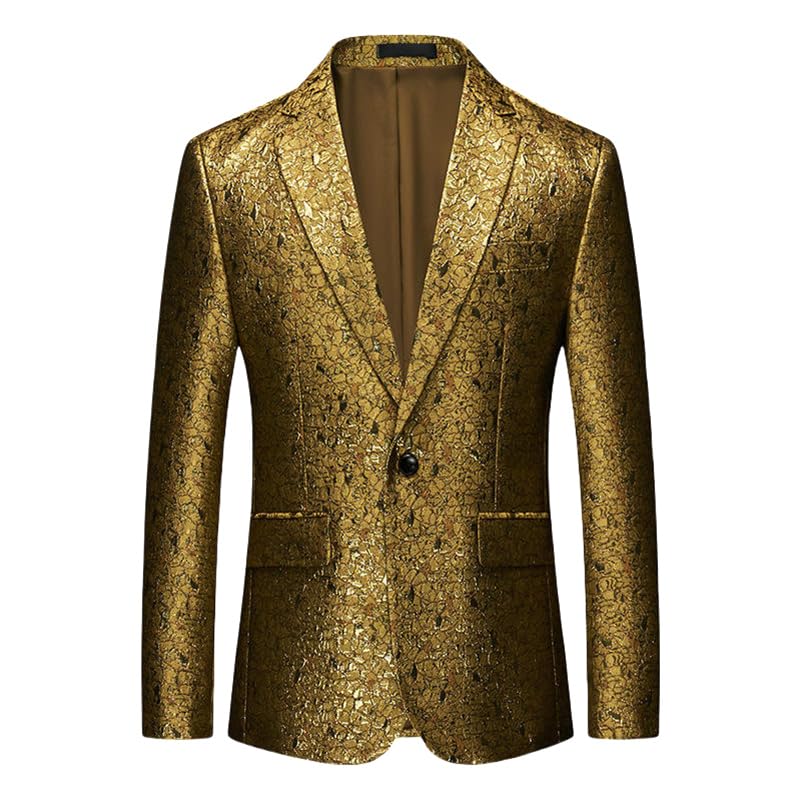 Blazer coréen pour homme USTZFTBCL à coupe ajustée et bouton doré pour un style chic