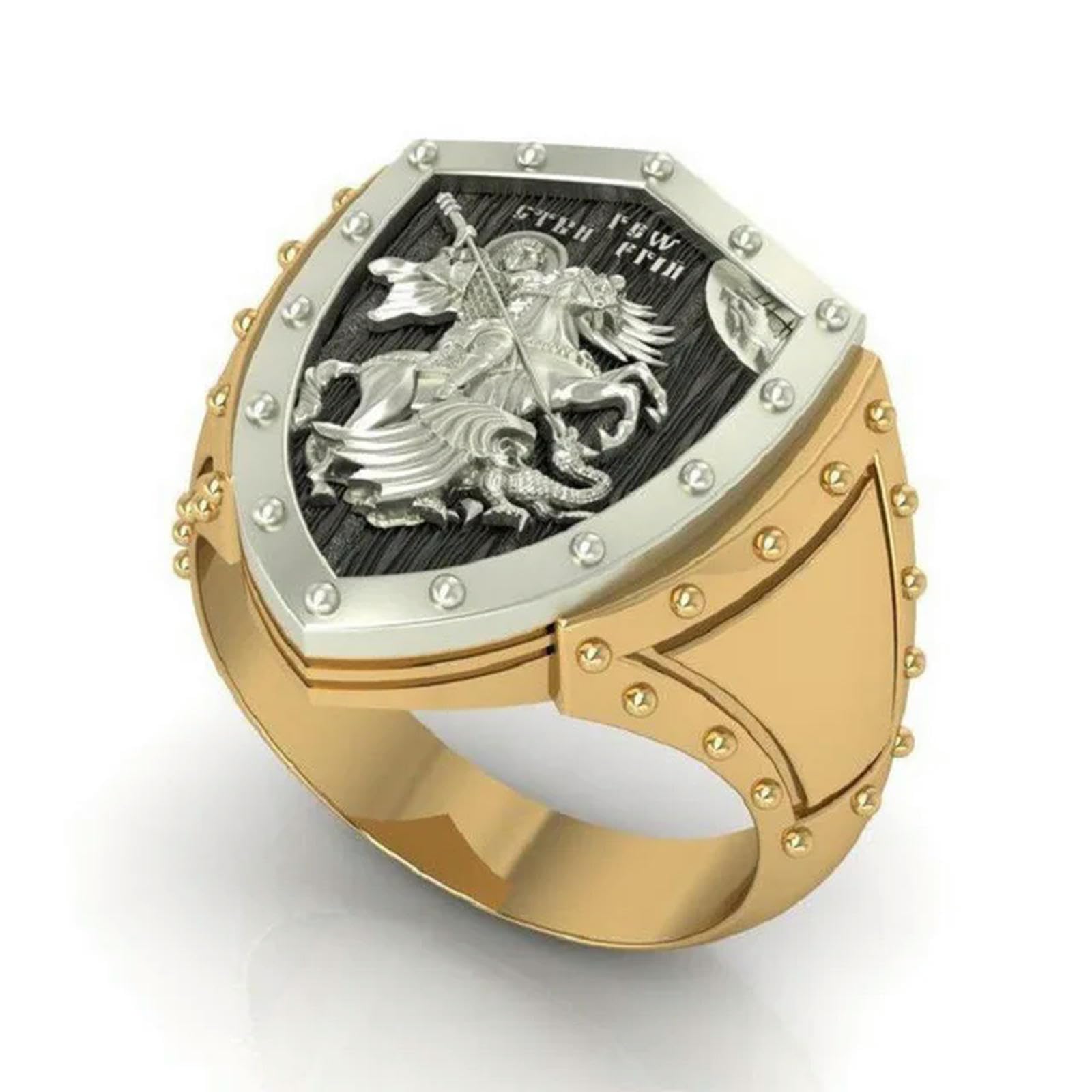 XJruixi Gothic Punk Knights Templar 'George the Victorious' Masonic Ring for Men Hip Hop Anniversary Party Band Jewelry Rings
