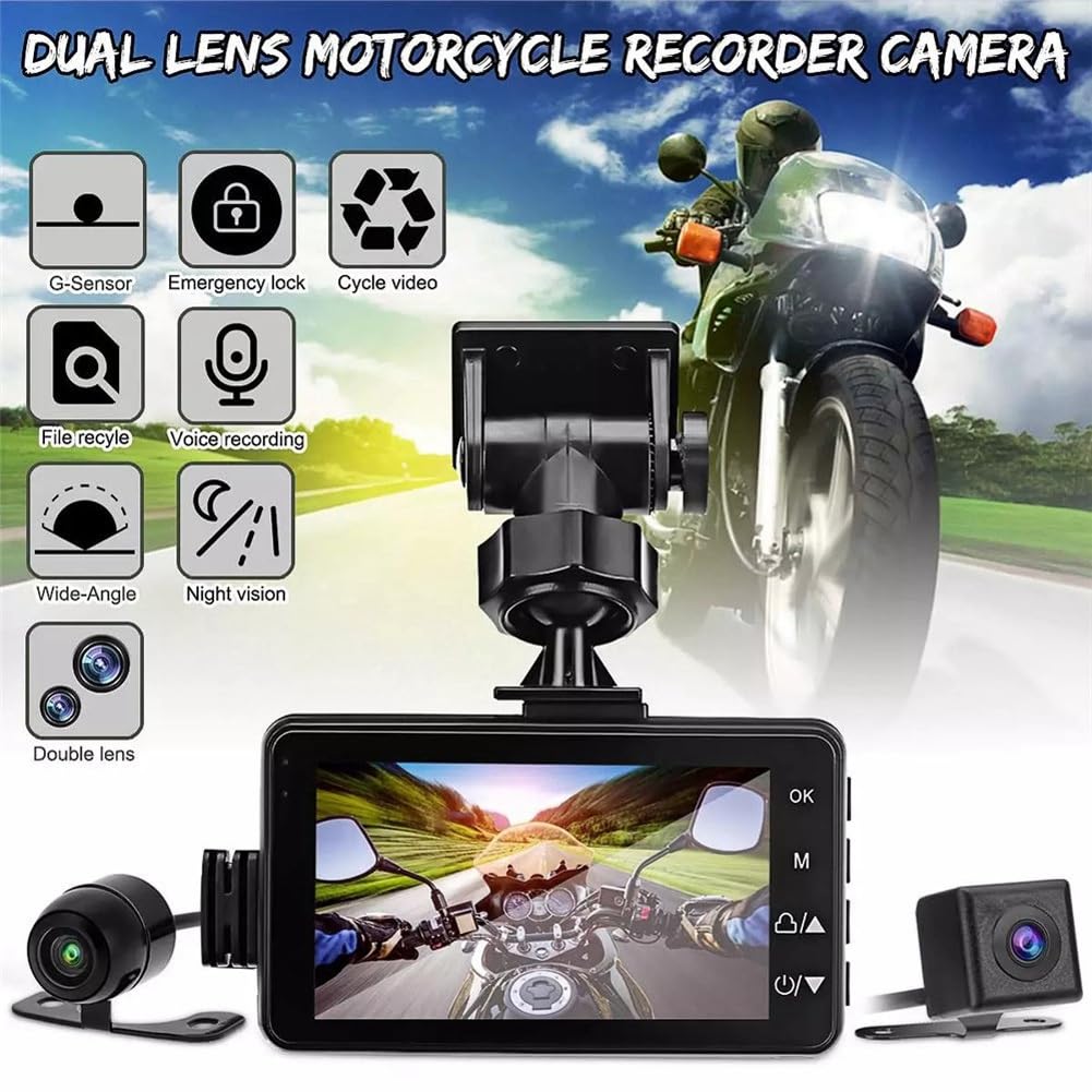 Telecamera DVR per moto con telecamera anteriore posteriore Dual Video Registrazione in loop impermeabile Registratore di guida per moto Sostituzione