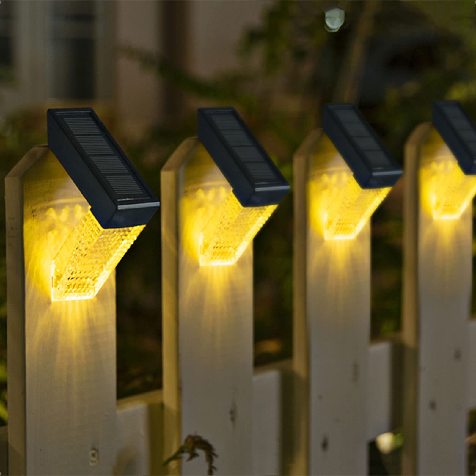 2 Pack Solarne oświetlenie schodowe, IP65 Wodoodporne światła słoneczne do dekoracji ogrodu, 2 tryby LED Ciepła biel/RGB, Automatyczne włączanie/wyłączanie, Światło schodowe Solar Deck Lights