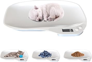 Small Animals Digital Pet Scale for Dogs Cats, Portable Electronic Kitchen Food Weighing Scales Max 33 lbs, LCD Scale with Tray, for Food, Puppy, Kitten, Lizard, Hamster, Tortoise, Helping