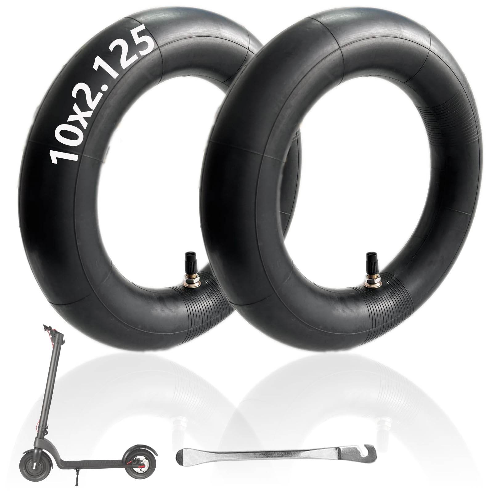Photo 1 of 10x2.125 Inner Tire, 10 Inch Thickened Pneumatic Inner Tube, 2 Pack 10x2.125 Inner Tube for Electric Scooter Tire Replacement Wheels Compatible with Ninebot/Segway Series Scooter