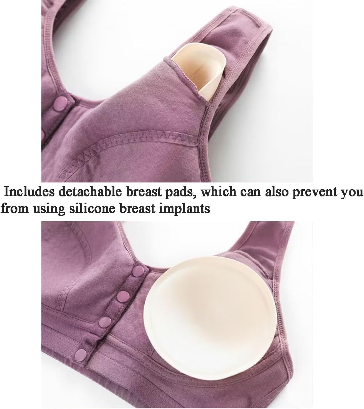 2pcs Front Closure Post Surgery Bra Mastectomy Bra with Breast Prosthesis Pockets Top Lingerie Middle Elderly Women Bra