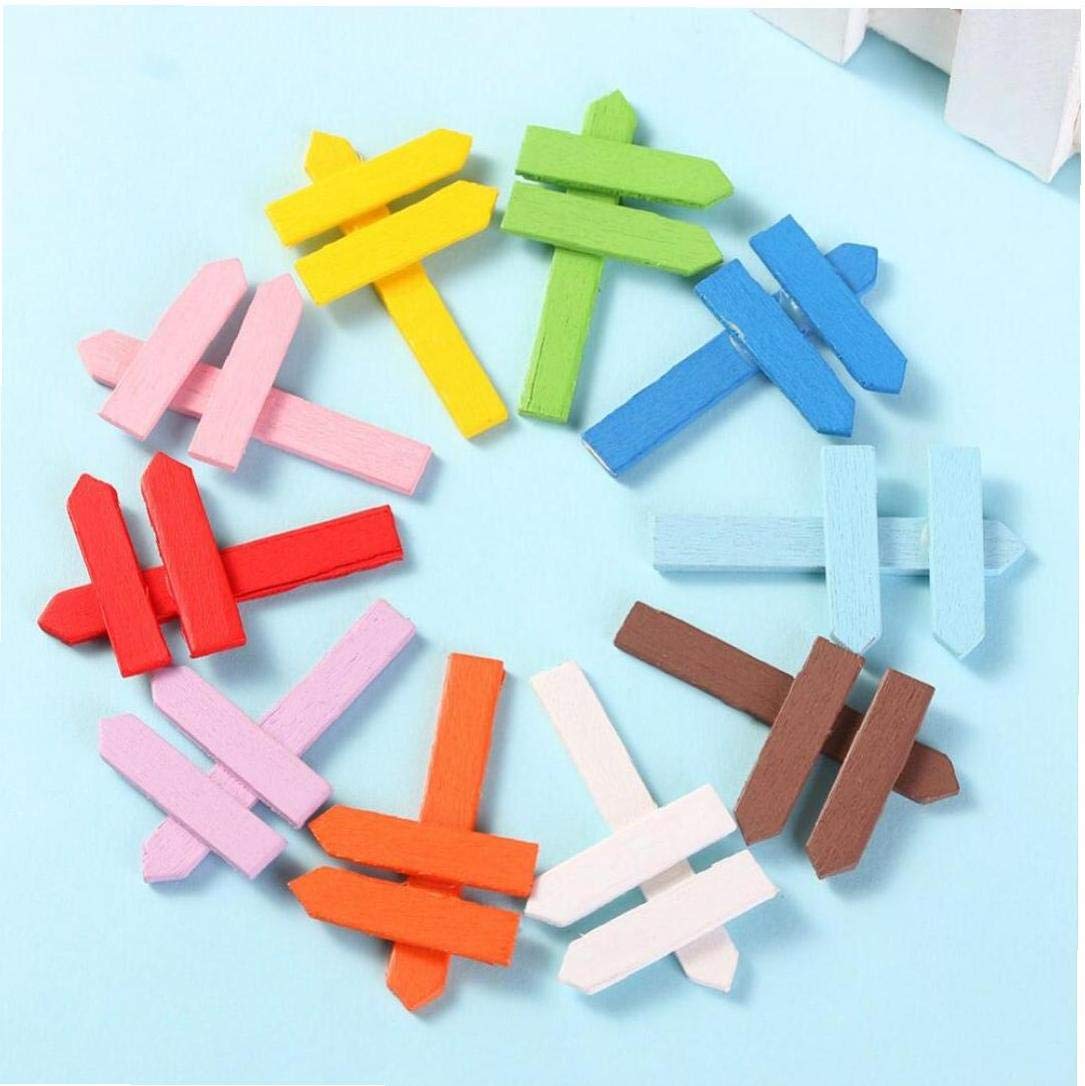 Pinicecore Style 1 10Pcs Mini Wood Fence Micro Landscape Bonsai Diy Miniature Fairy Signpost Fence Craft Garden Decor Ornament (Random Color)