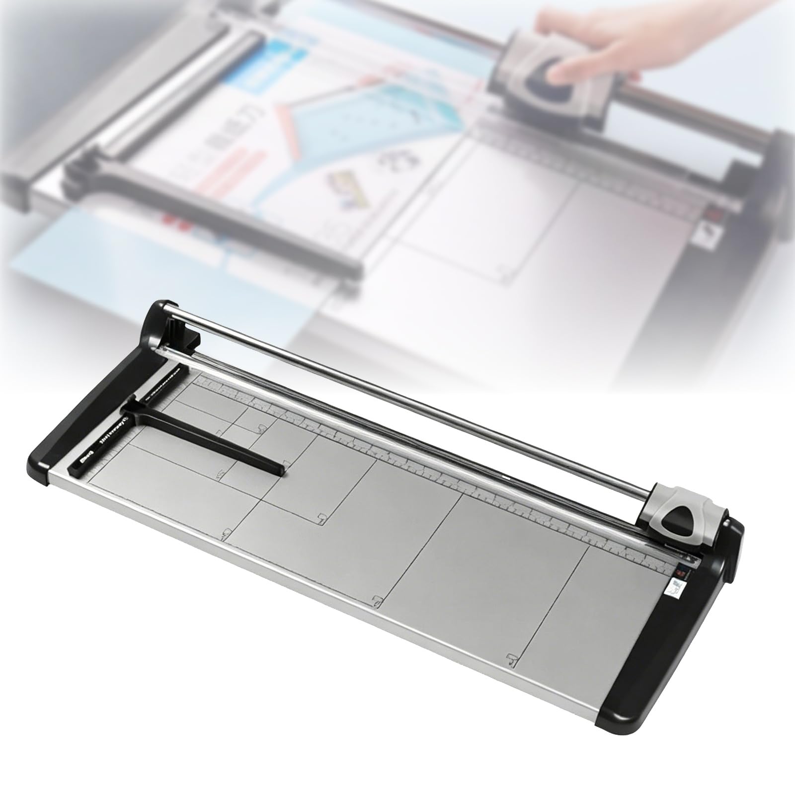 Taglierina a Ghigliottina Robusta, Rifilatrice Manuale con Scala di Precisione, Taglia fino a 15 Fogli (A4, A3, A2), per Cartone, Pelle, Pellicole Protettive, Carta Fotografica – Strumento