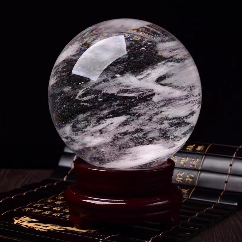 Esfera de cristal blanco tallada a mano, accesorio de lujo para salón 4