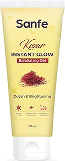 Kesar Instant Glow Exfoliating Gel | Visibly removes tan & brighten skin | AHA Exfoliation in Minutes | Smooth & Bright Skin | 100g