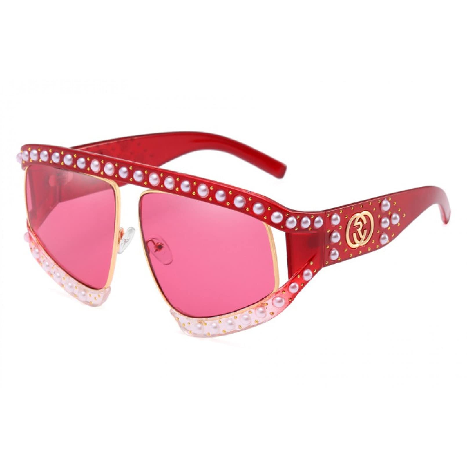 BAJIE Okulary przeciwsłoneczne ponadwymiarowe perłowe oprawki gogle okulary przeciwsłoneczne damskie osłona przeciwsłoneczna okulary designerskie moda Uv400