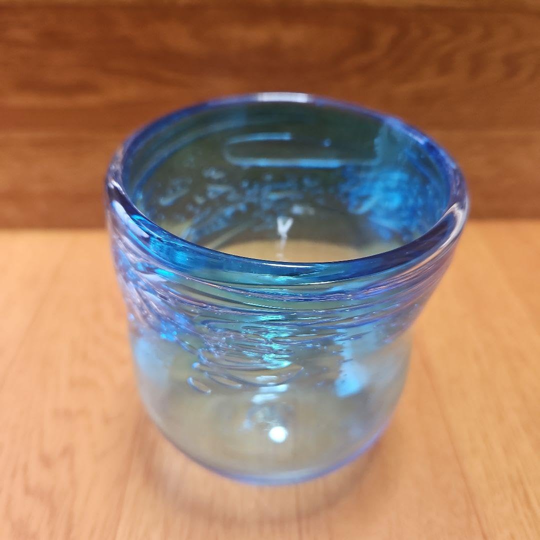 琉球ガラス 赤と青とグリーンの渦巻模様のガラスアート・屋我平