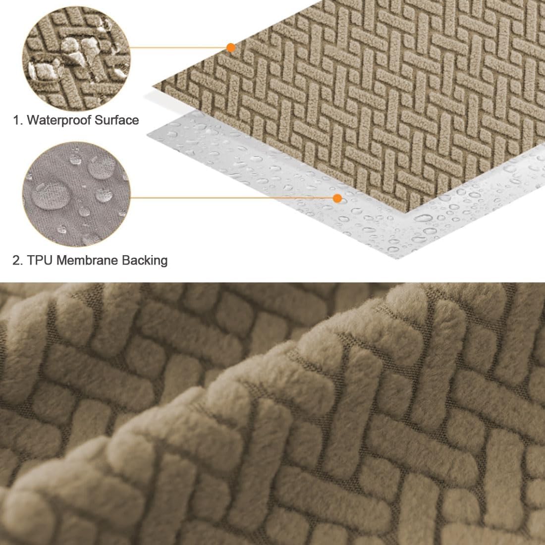 Levoberg Waterproof Square Ottoman Cover Large Square Folding Storage Ottoman Bench Slipcovers Footrest Stool Covers Oversized Ottoman Coffee Table Covers Cube with Elastic Bottom XL Sand