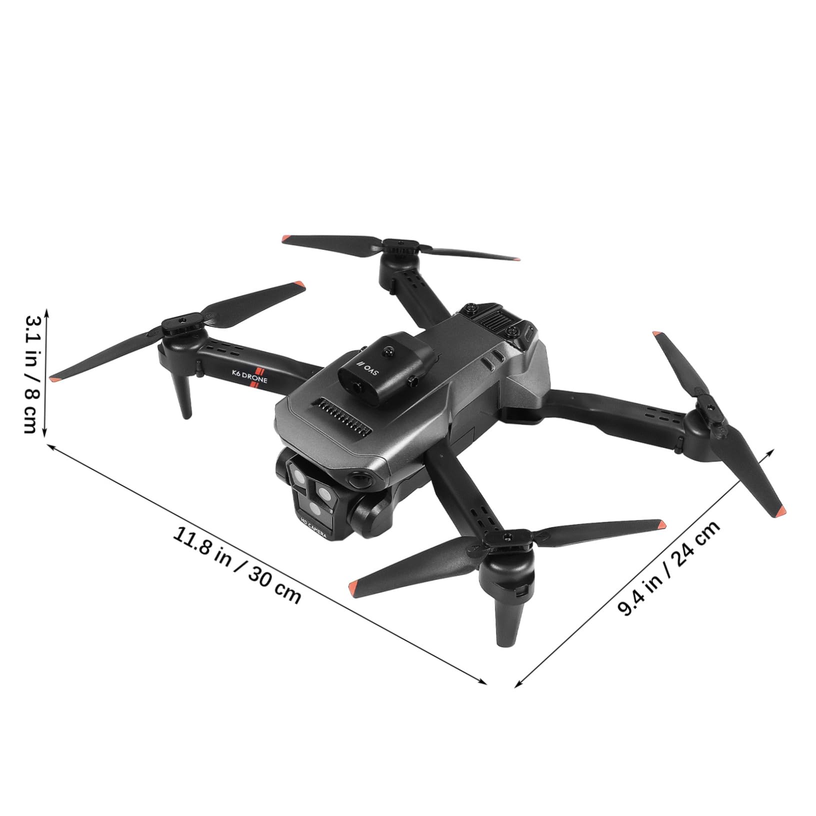 Drone Pieghevole Max con Tre Camere HD e Doppia Batteria | Sistema Anticollisione, Lente Elettrica Regolabile 150°, Abs Nero, 1800mah 3,7v