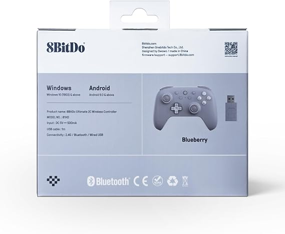 8Bitdo Ultimate 2C Wireless Controller for Windows PC & Android (Blue) | Hall Effect Joysticks and Hall Triggers, 1000Hz Polling Rate, Remappable L4/R4 Bumpers, Turbo