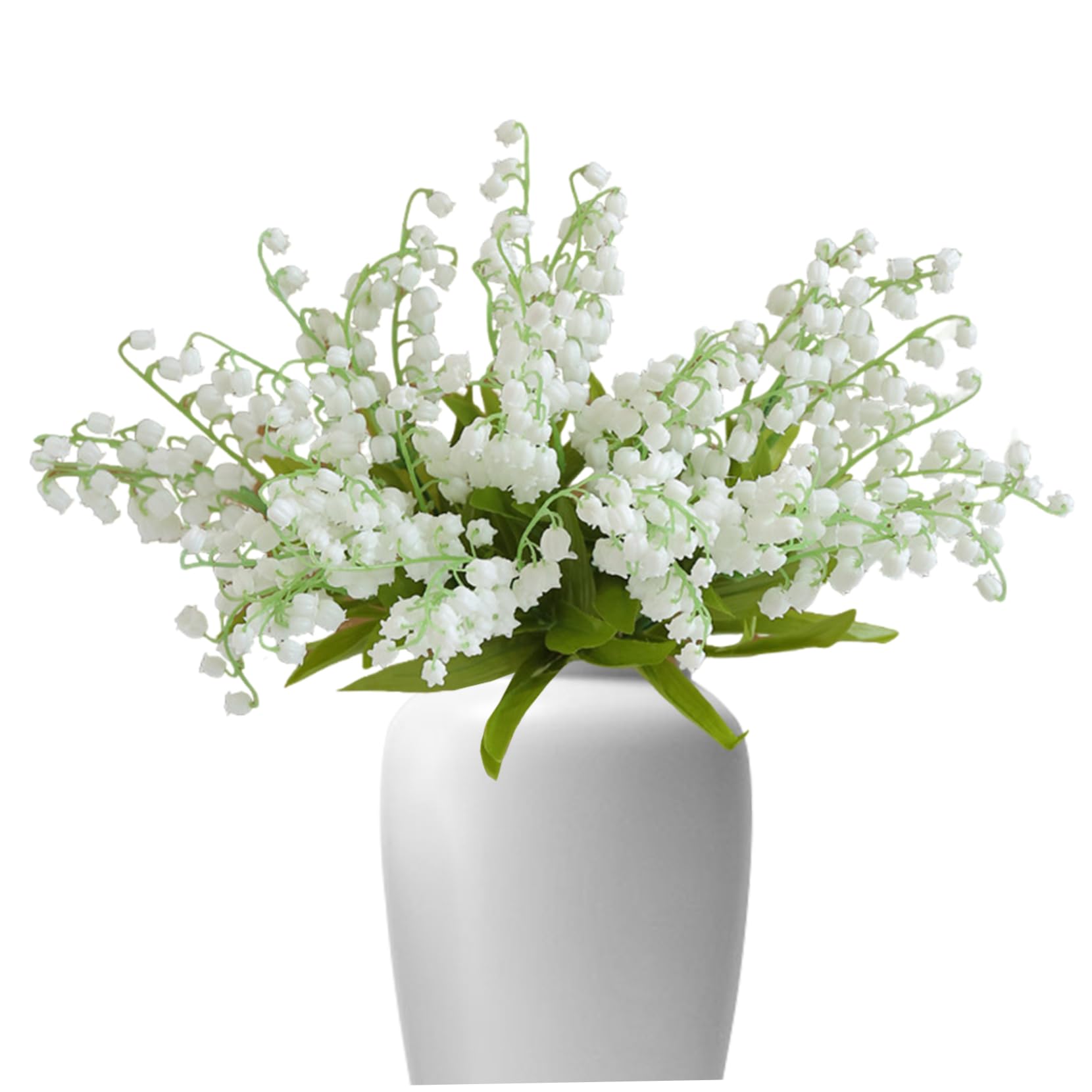 Nukinp 12Pcs Artificial Lily of The Valley, 14 Inch White Faux Flowers Bell Orchid Wedding Bouquet May Flower for Home Wedding Party Garden