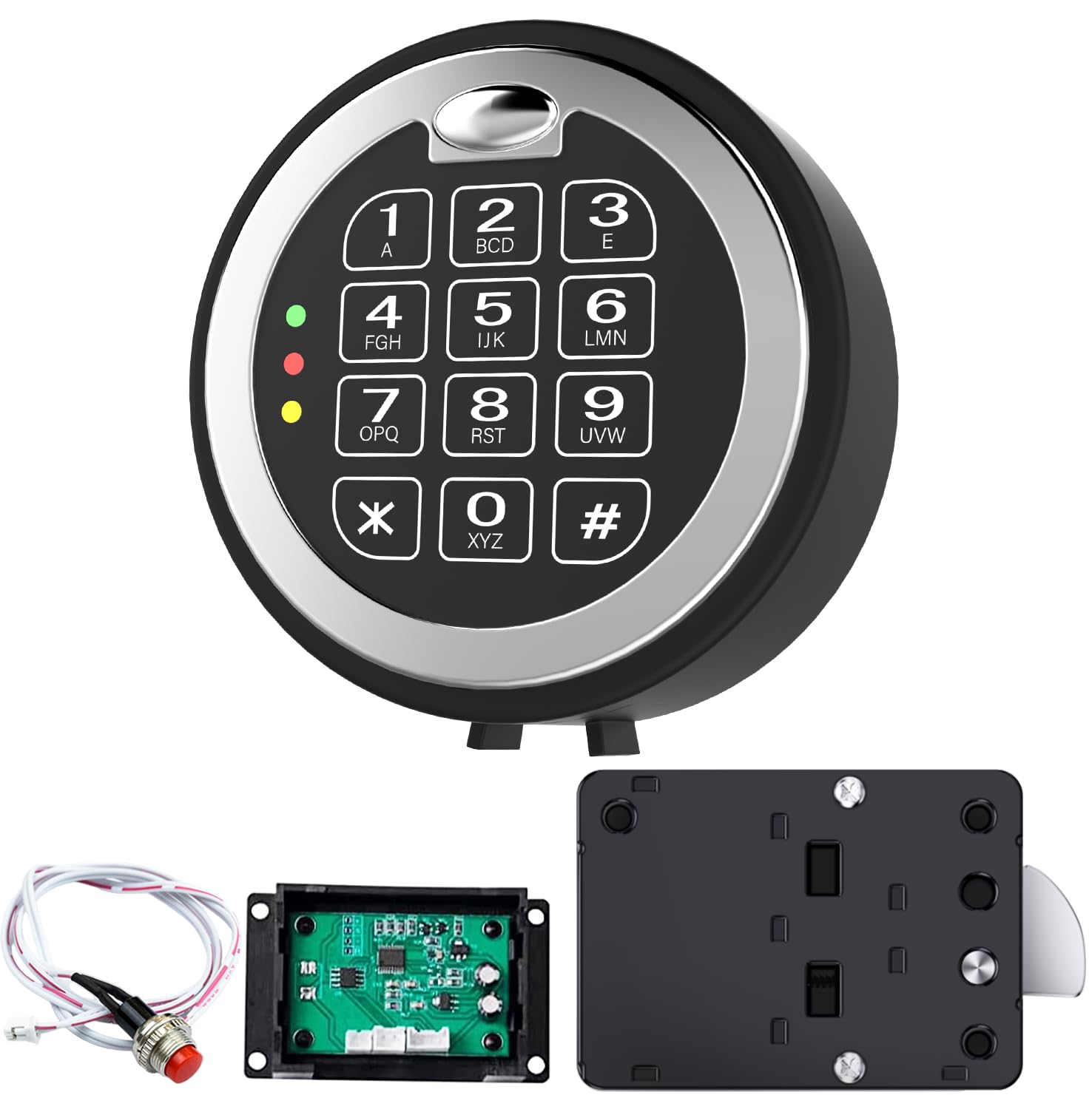 Fireproof Gun Safe Lock Replacement with Swing Bolt Lock, 5 User Code and 1 Master Code Chrome Electronic Digital Keypad Electronic Safe Lock for Safe Box Lock