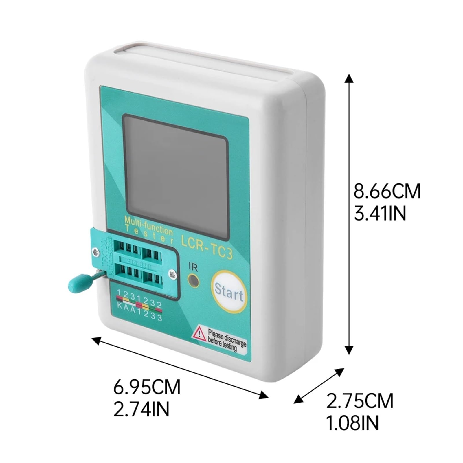 Multimetr cyfrowy, LCR-TC3 Tester tranzystorów TFT LCD Wyświetlacz Multimetr Dioda Trioda Kondensator Rezystor Test Miernik MOSFET NPN PNP Triak MOS Wszechstronne możliwości pomiarowe(LCR-TC3)