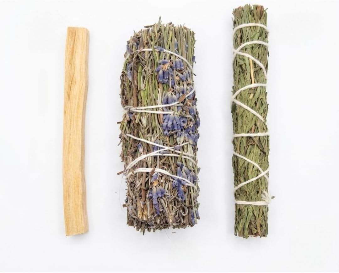 Mini Smudge Kit – Lavender Sage 3", Slim Cedar 4", Palo Santo Stick – Cleansing, Smudge Bundle for Energy Clearing, Meditation & Spiritual Rituals, Great Gift