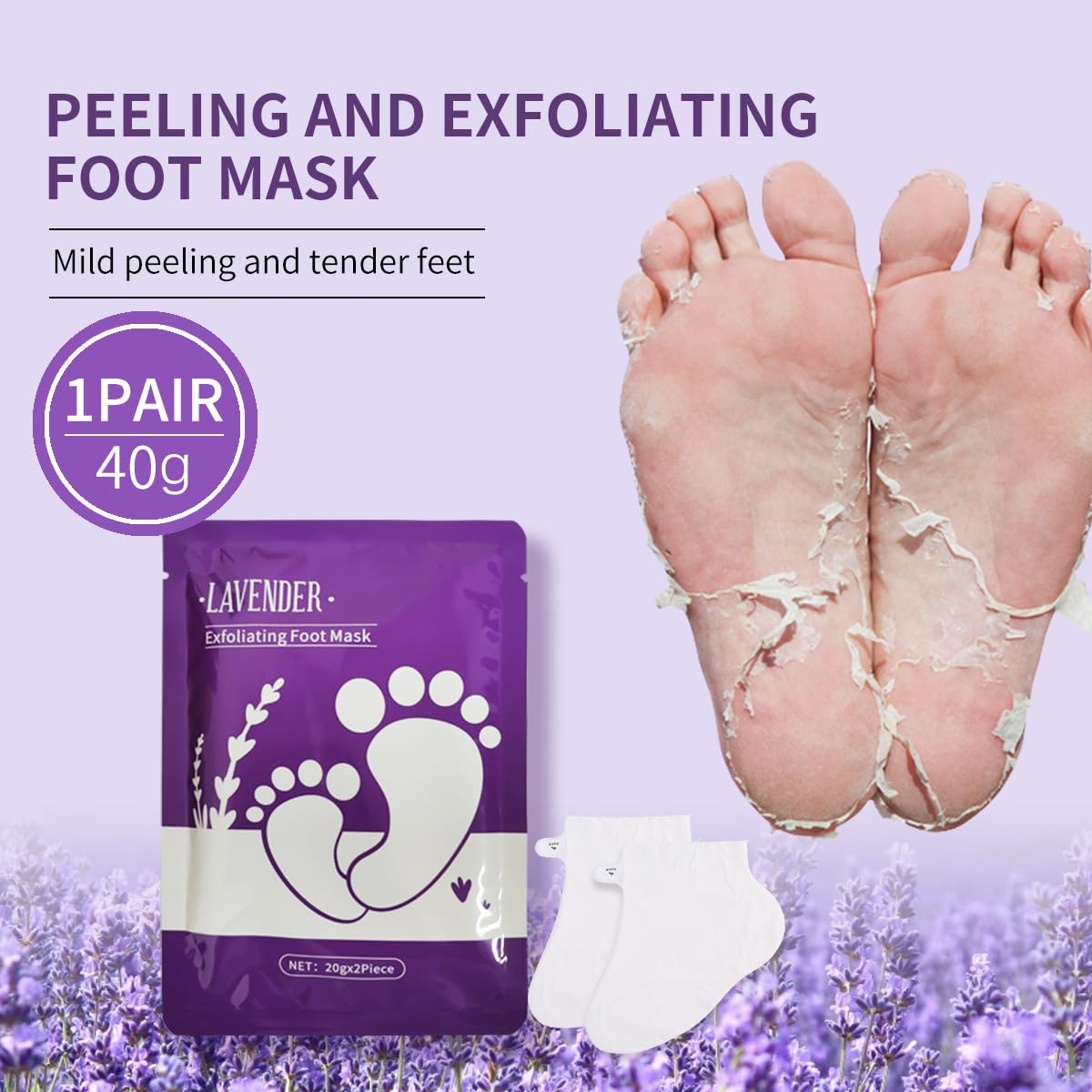 Foot Peel Mask & Exfoliating Socks - Hydrates Dry Cracked Feet, Removes Dead Skin and Calluses for Men and Women - Professional Foot Care​ (12PCS)