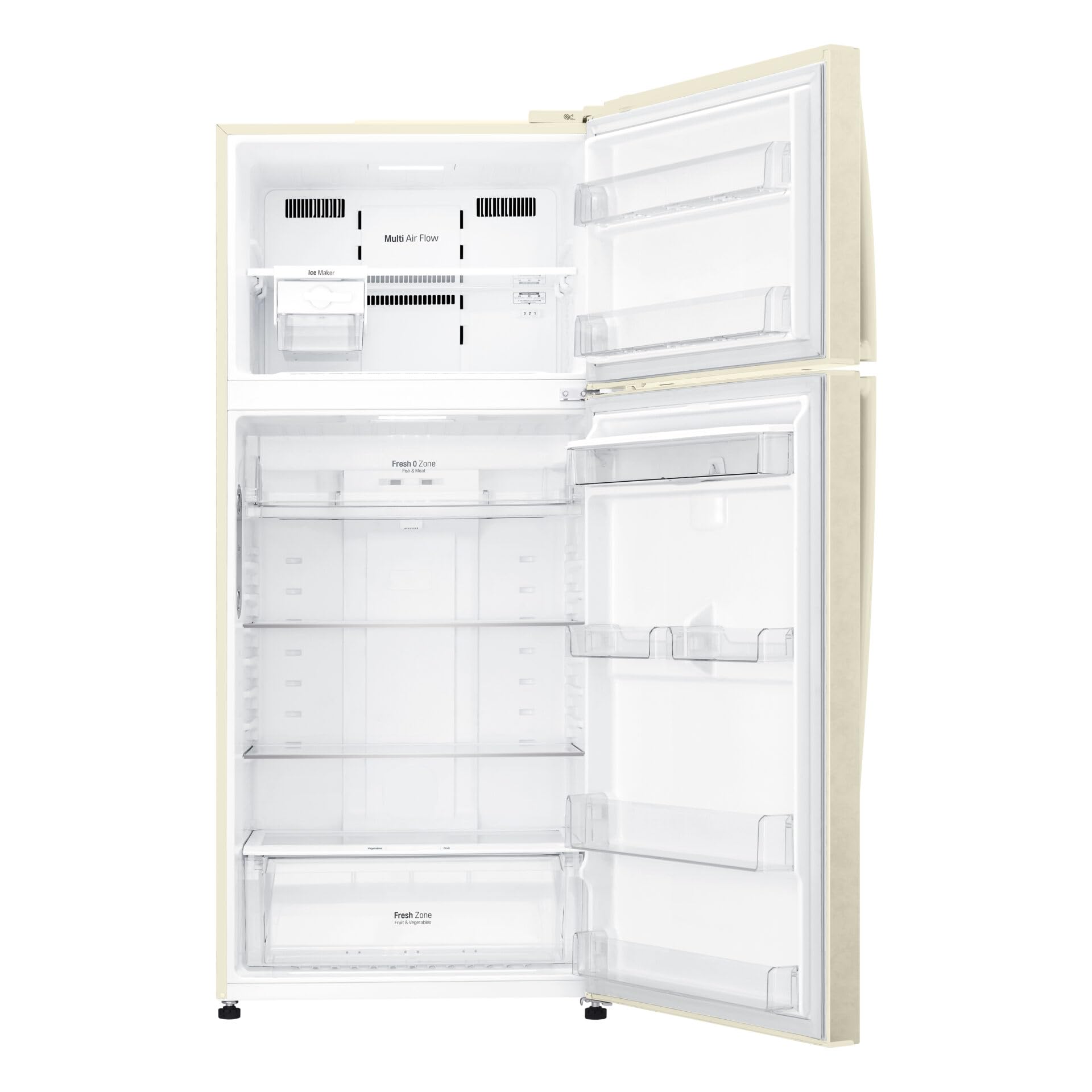 LG GTF744SEPED Réfrigérateur à deux portes Classe E 509L Wi-Fi Porte Refroidissement Gestion de l'humidité Distributeur d'eau Tiroir 0° Machine à glace Compresseur Smart Inverter Sable
