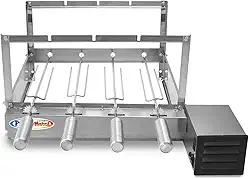 Churrasqueira Giratória 4 Espetos Inox 430 com Motor Bivolt WEG 1/30 Hp