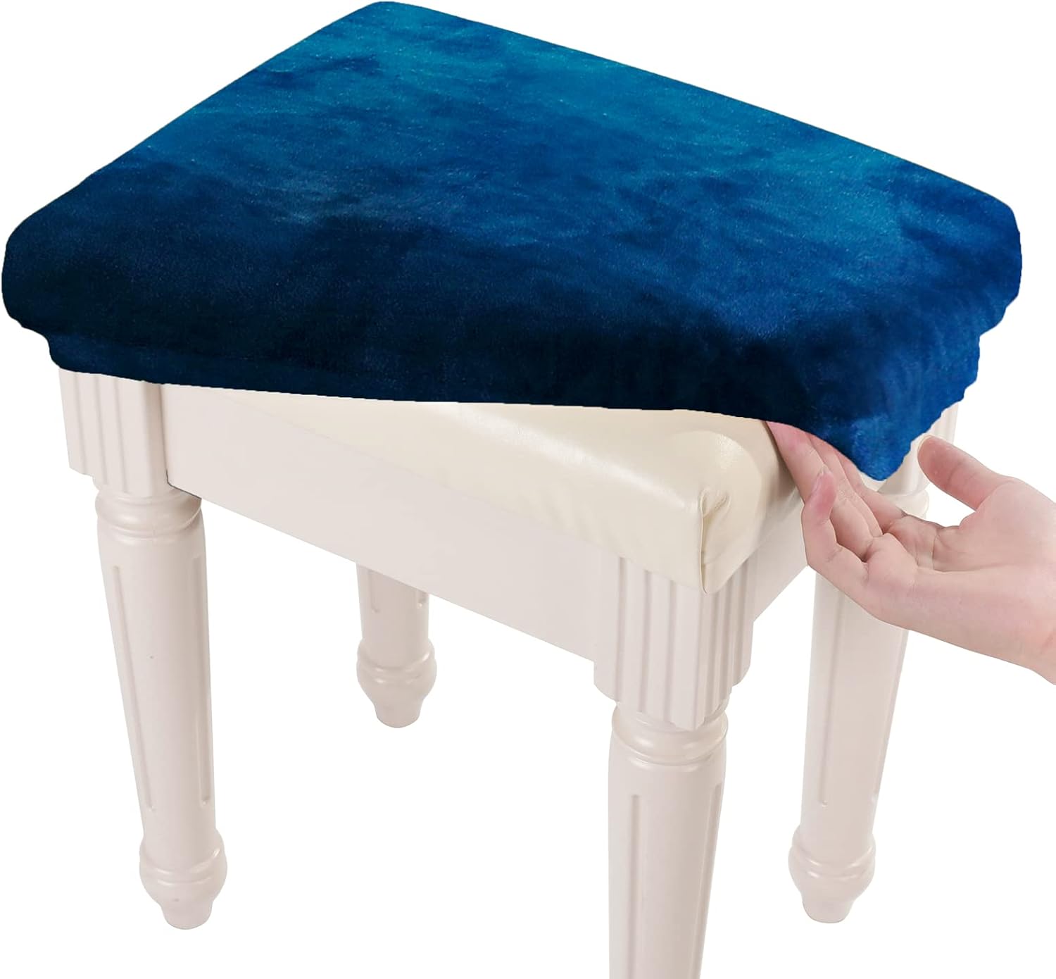 SINOSSO Soft Velvet Piano Bench Cover, (20"- 26.5") L x (11.8"- 15.7") W Rectangle Stretch Washable Stool Upholstered Protector Slipcover, (S, Black)