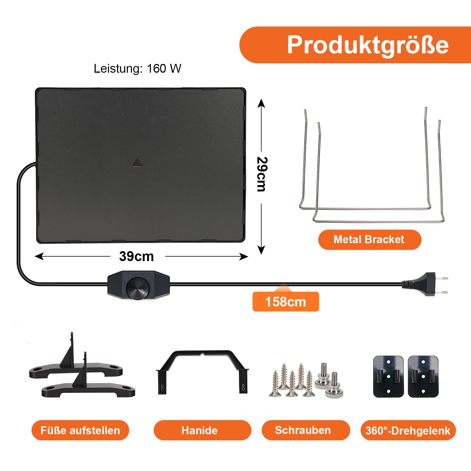 Hühnerstall Heizung,140W Wärmeplatte Hühner, 40X30cm Heizung für Hühnerstall,Hühnerheizplatte mit Halterung für 360 Grad Drehung, geeignet für Bauernhöfe, Hühnerställe, Entenhäuser