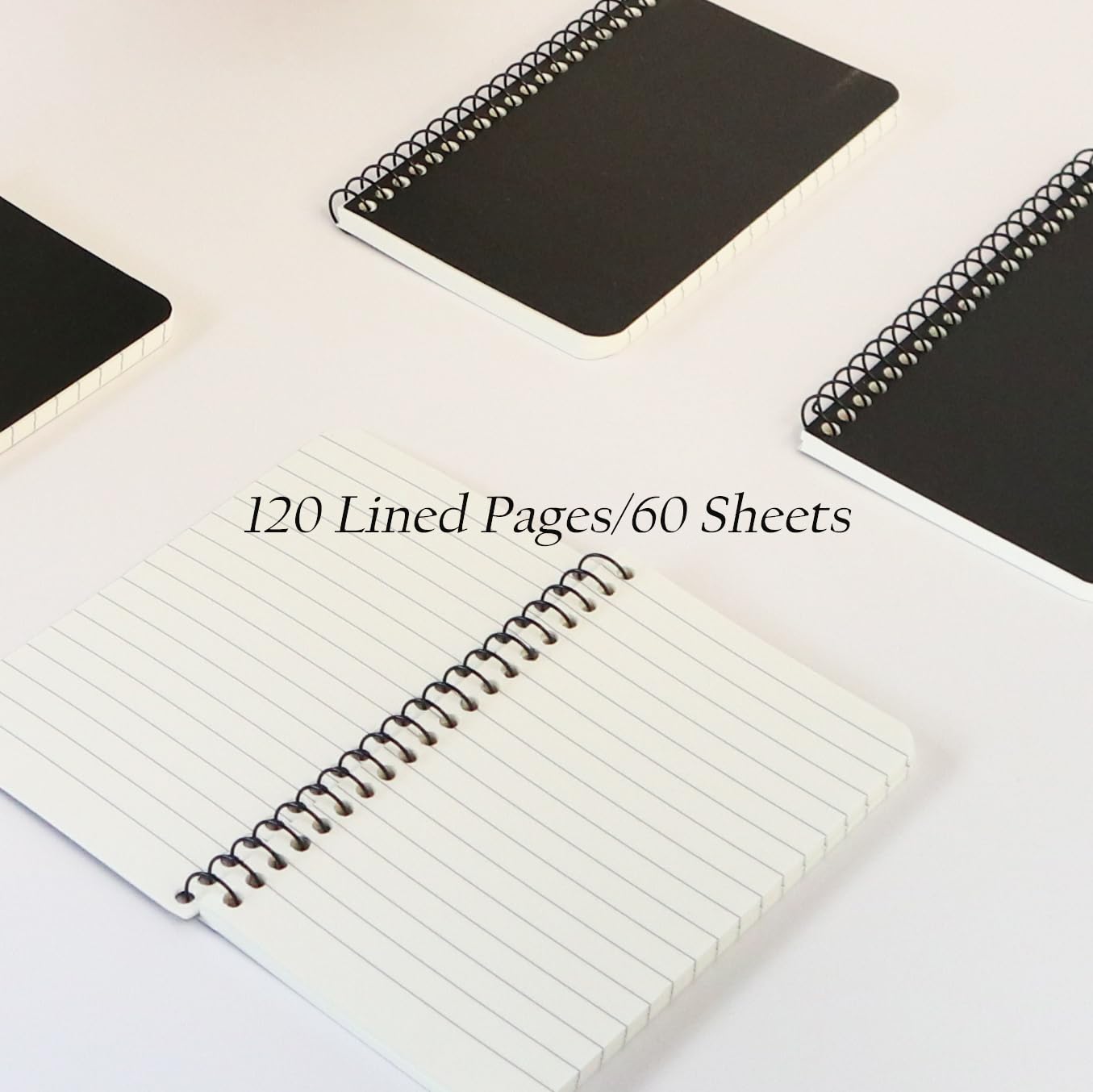 Lot De 4 Mini Carnets De Poche A7 Spirale - 7,6 X 12,7 Cm - 120 Pages Noirs Pour Idées Et Notes Quotidiennes