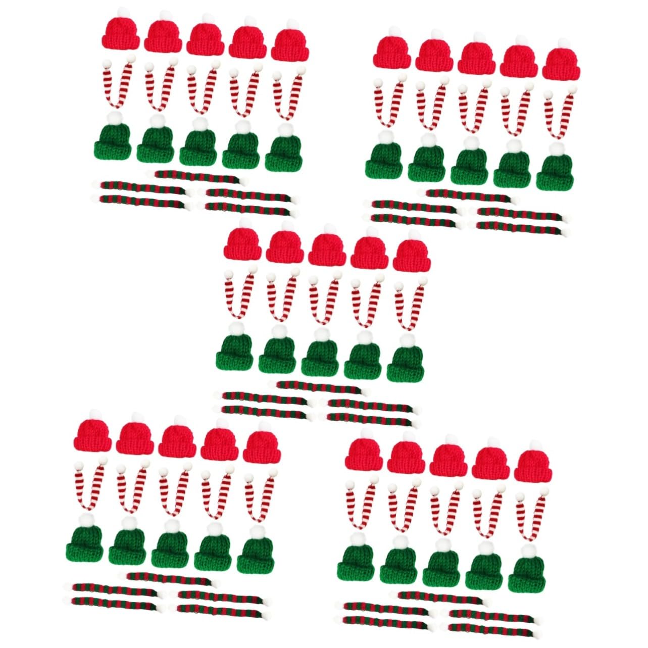 100 Pièces Mini Bonnets de Noël Tricotés et Écharpes Décoratives pour Bouteilles Tasses et Bricolage DIY Fête de Noël
