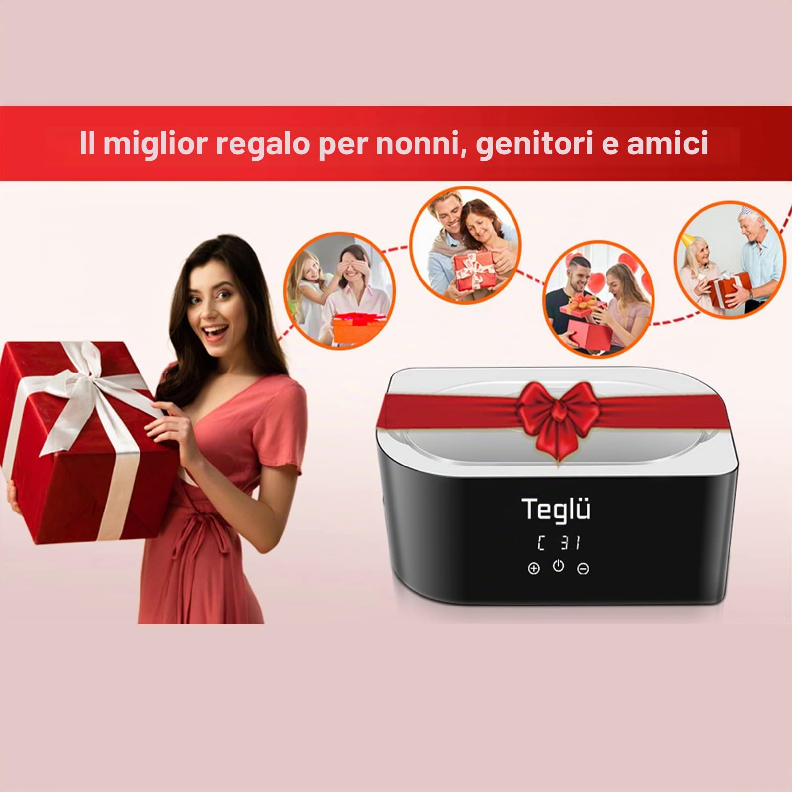 Bagno di Paraffina per Mani e Piedi 4L, Scalda Paraffina Cera 3 x 450g Paraffina/Guanti/Spazzola, 200W, Nero