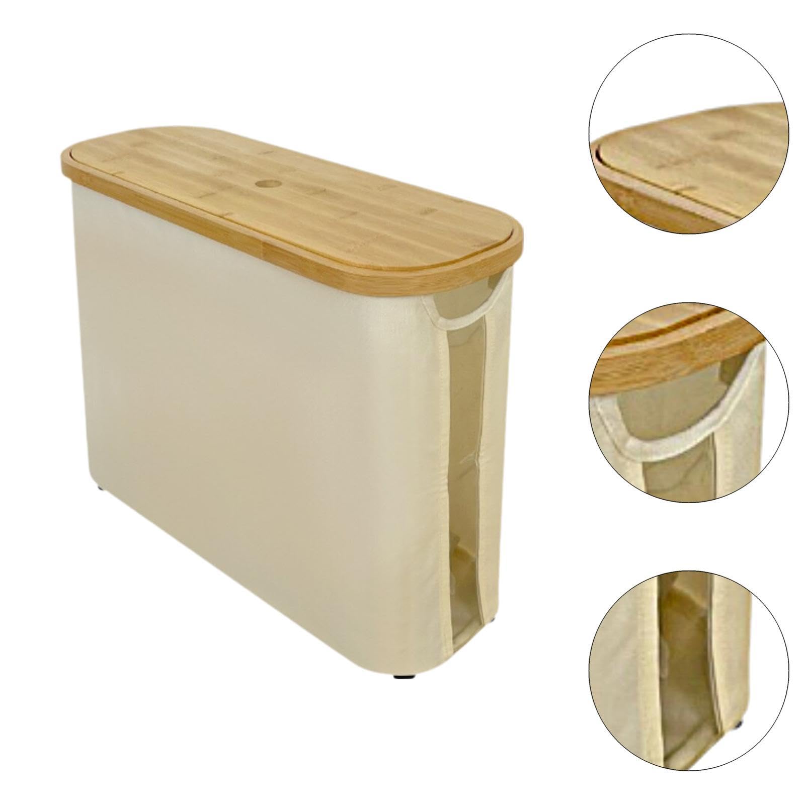 Bambusowy kosz do przechowywania papieru toaletowego minimalistyczny, beżowy biały 45 x 15 x 35 cm