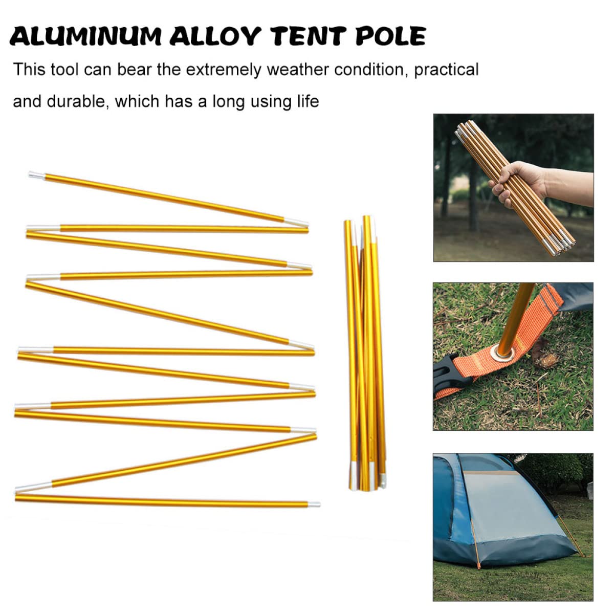 Zeltstangen Unterstützung Plane für Camping Überdachung Wandern im Freien Campingplanenstangen Himmelstangen für Plane Baldachin Aluminiumlegierung Golden