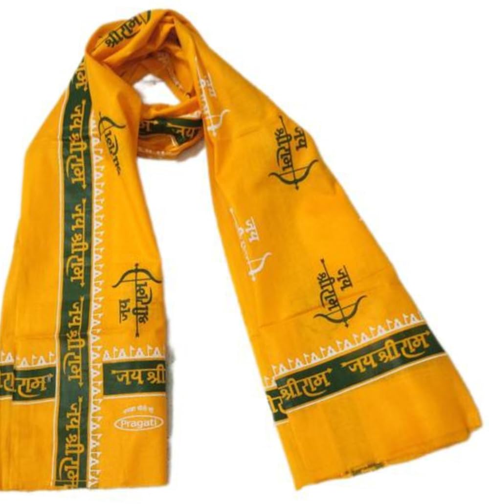 Printed Pure Cotton Men & Women Scarf, Fancy Scarf, Stole, Faux Turtleneck Neck Cover ()_BZ_SHREE RAM YELLOW GAMCHA-picture-15