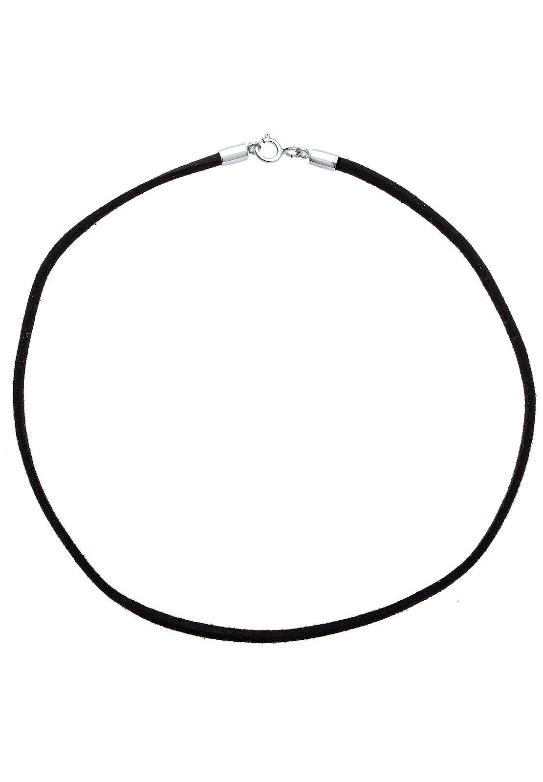 Elli Naszyjnik damski typu choker Basic Trend ze skóry welurowej czarny ze srebra wysokiej próby 925, 36, Srebro szterlingowe, Bez kamieni szlachetnych