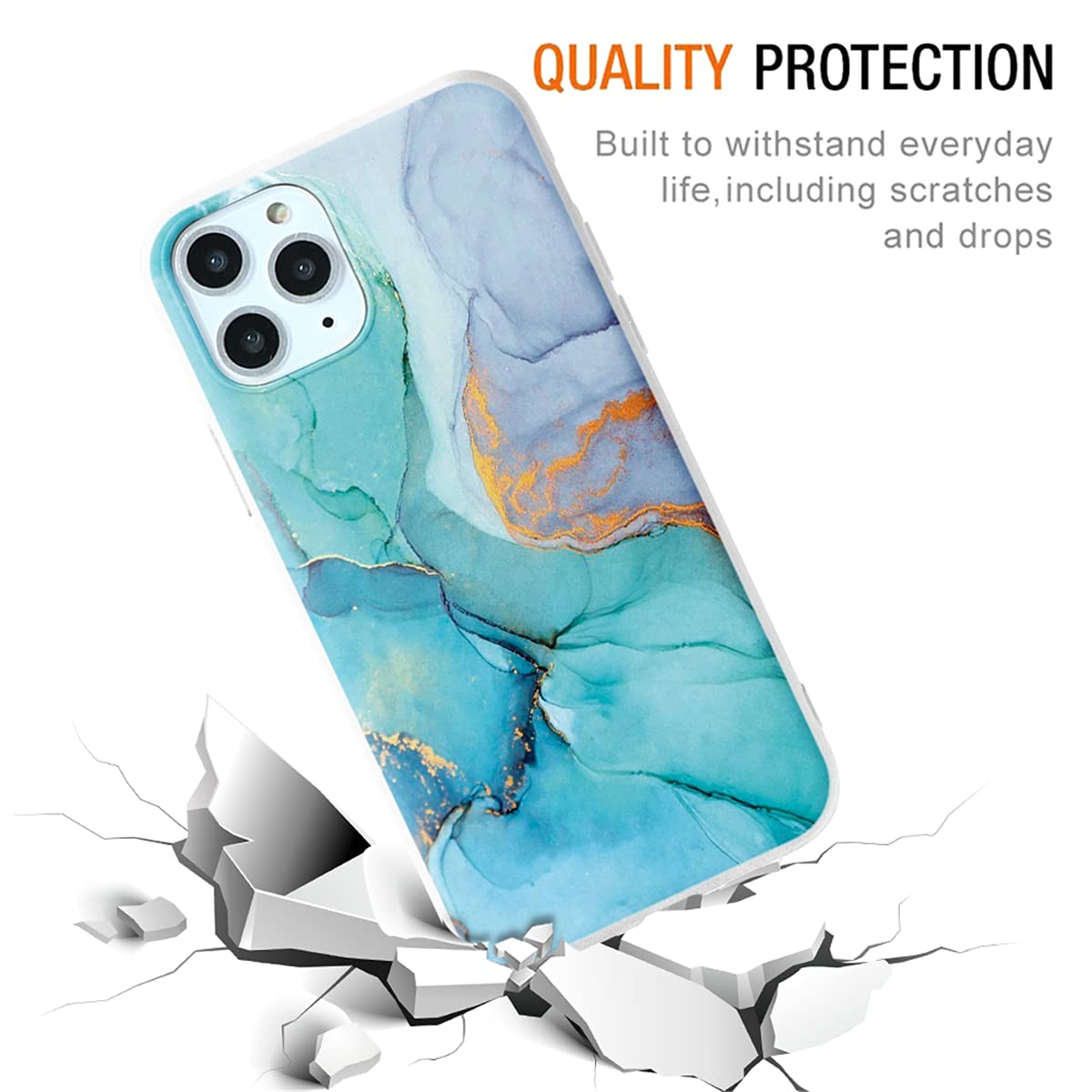 Custodia Luolnh Per IPhone 13 Pro Max Design Marmo – Silicone Morbido TPU Antiurto – Rosa Bianco/Blu