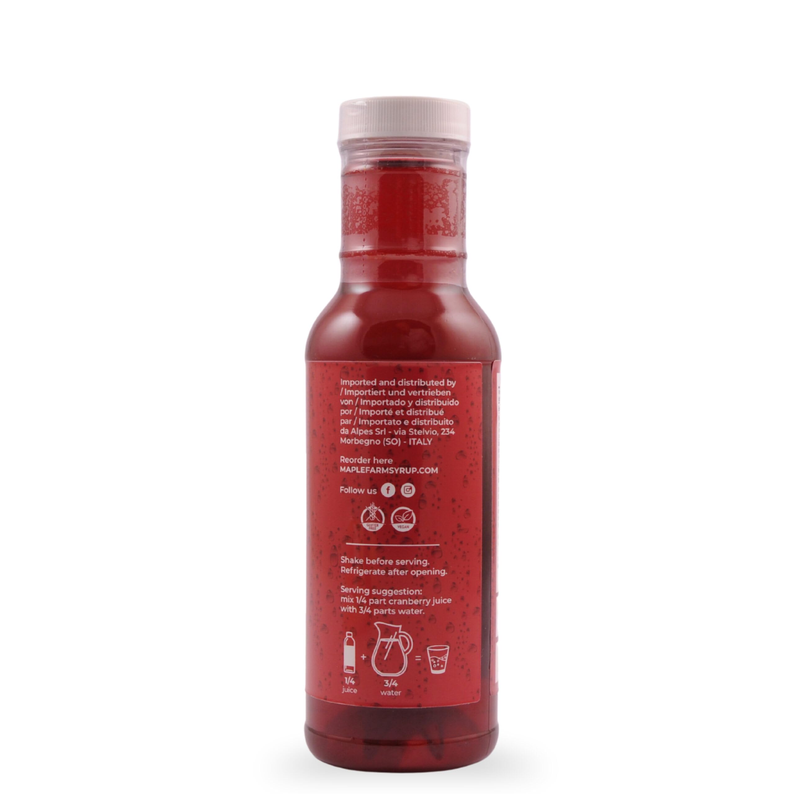 MapleFarm - Zumo de Arándano Ágrio concentrado sin azúcar añadido - Cranberry juice - Cranberry Juice Concentrate - Concentrado de arándano - 350ml