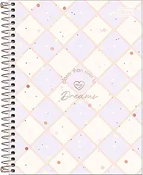 Tilibra - Caderno Espiral Capa Dura Colegial 1 Matéria Soho 80 Folhas - Fundo Xadrez Lilas Coraçao