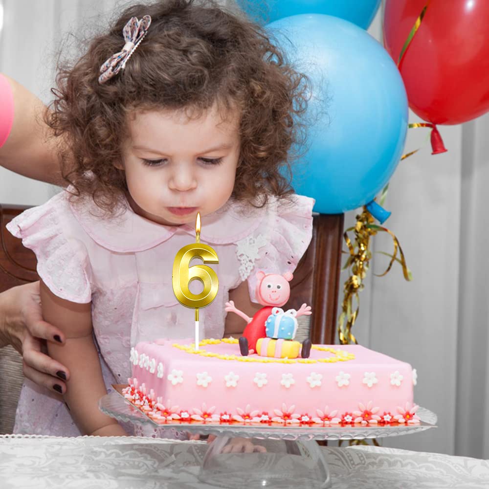 Amazon.co.jp: ゴールド6キャンドル 数字6 ケーキ用バースデー