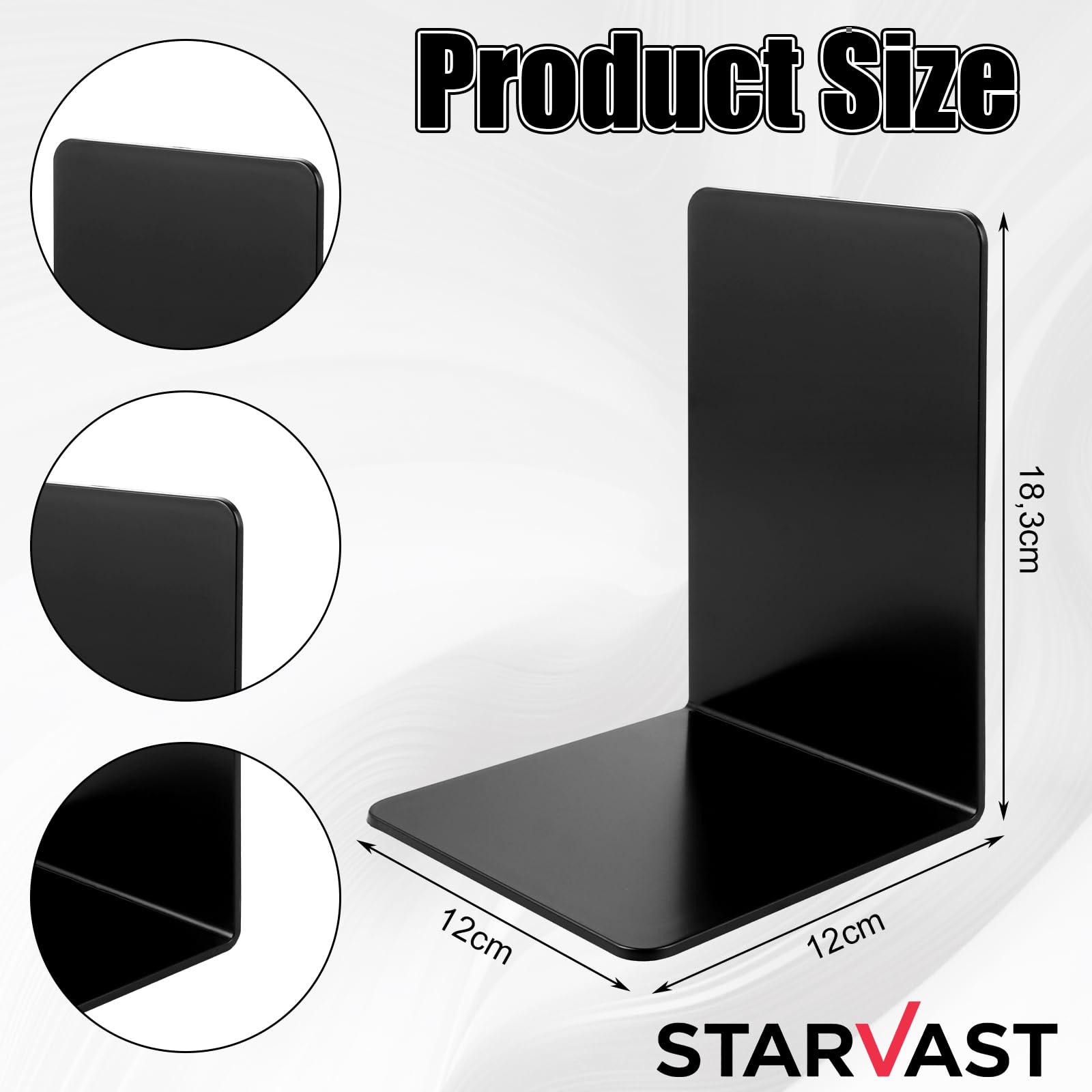 STARVAST 20 Stück Buchstütze,17x12x11.8CM,mit Rutschfester Matte Buchstütze,Leseständer Notenständer,für Schule, Büro und Zuhause,Schwarz