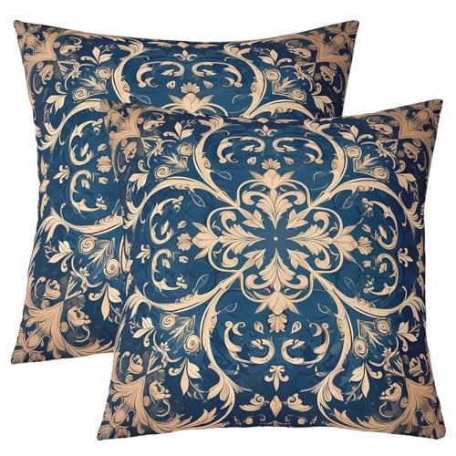Housse D'Oreiller de Style Bohème Lot de 2 45x45,Housse D'Oreiller Baroque Victorien Vintage pour Hommes Femmes,Housse de Coussin Fleur Vintage,Housse...
