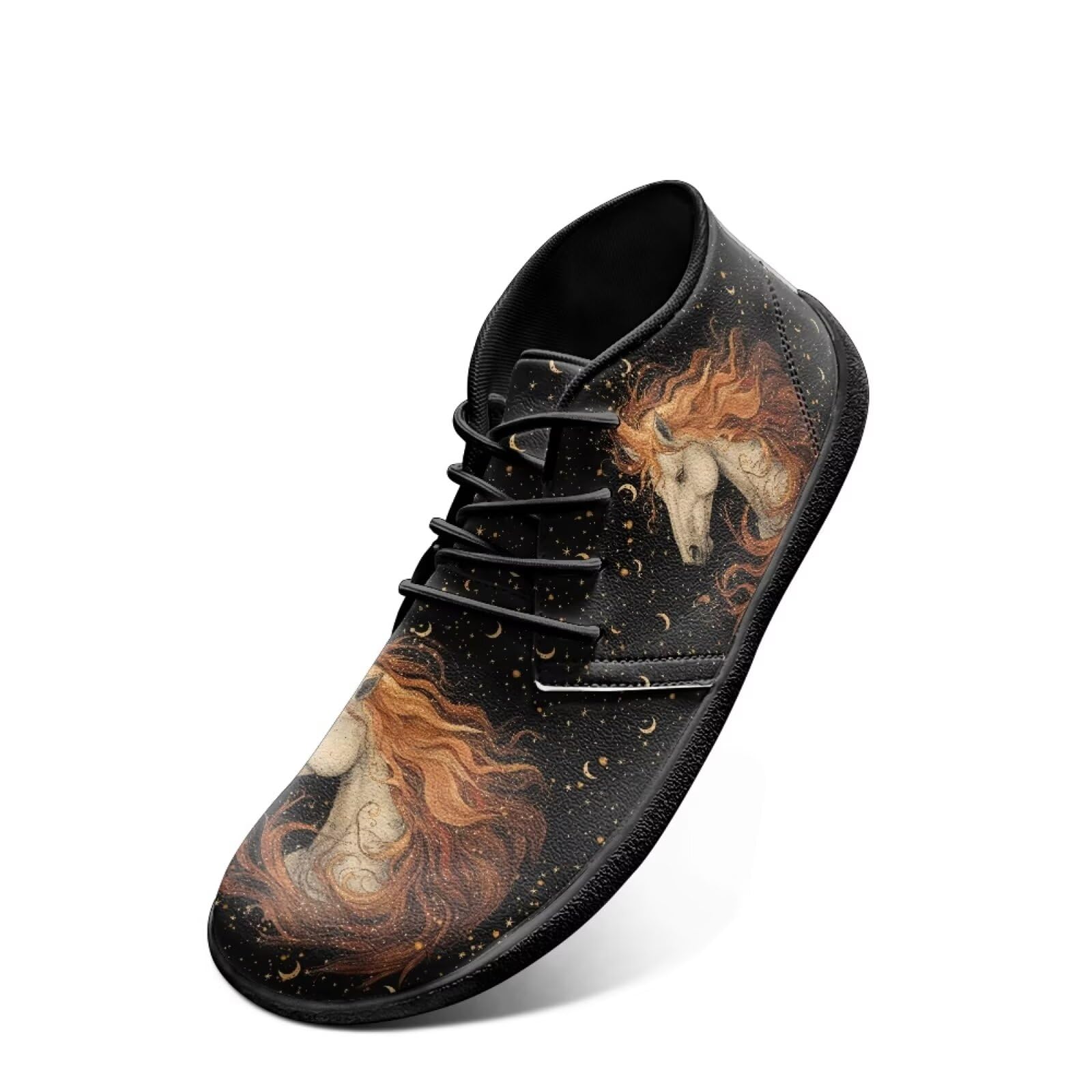 Chririnla Horse Flat Shoes Runner Trail Running Sneakers Galaxy Stars Anti Slip Mens Leather Dress Sneaker Comfortable Women's Wide Minimalist Barefoot Shoe for Travel Hiking
