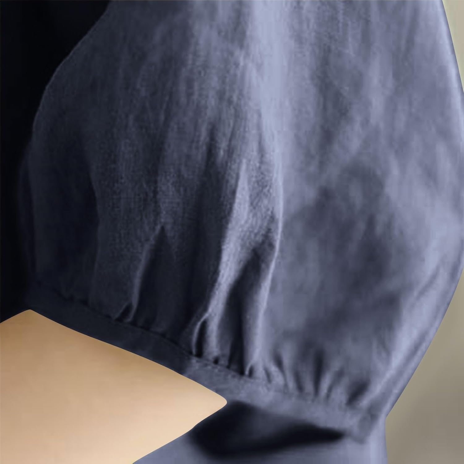 Womens 3/4 Sleeve Cotton Linen Tops V Neck Embroidered Loose Fit Blouses Summer Boho Trendy High Low Hem Shirts