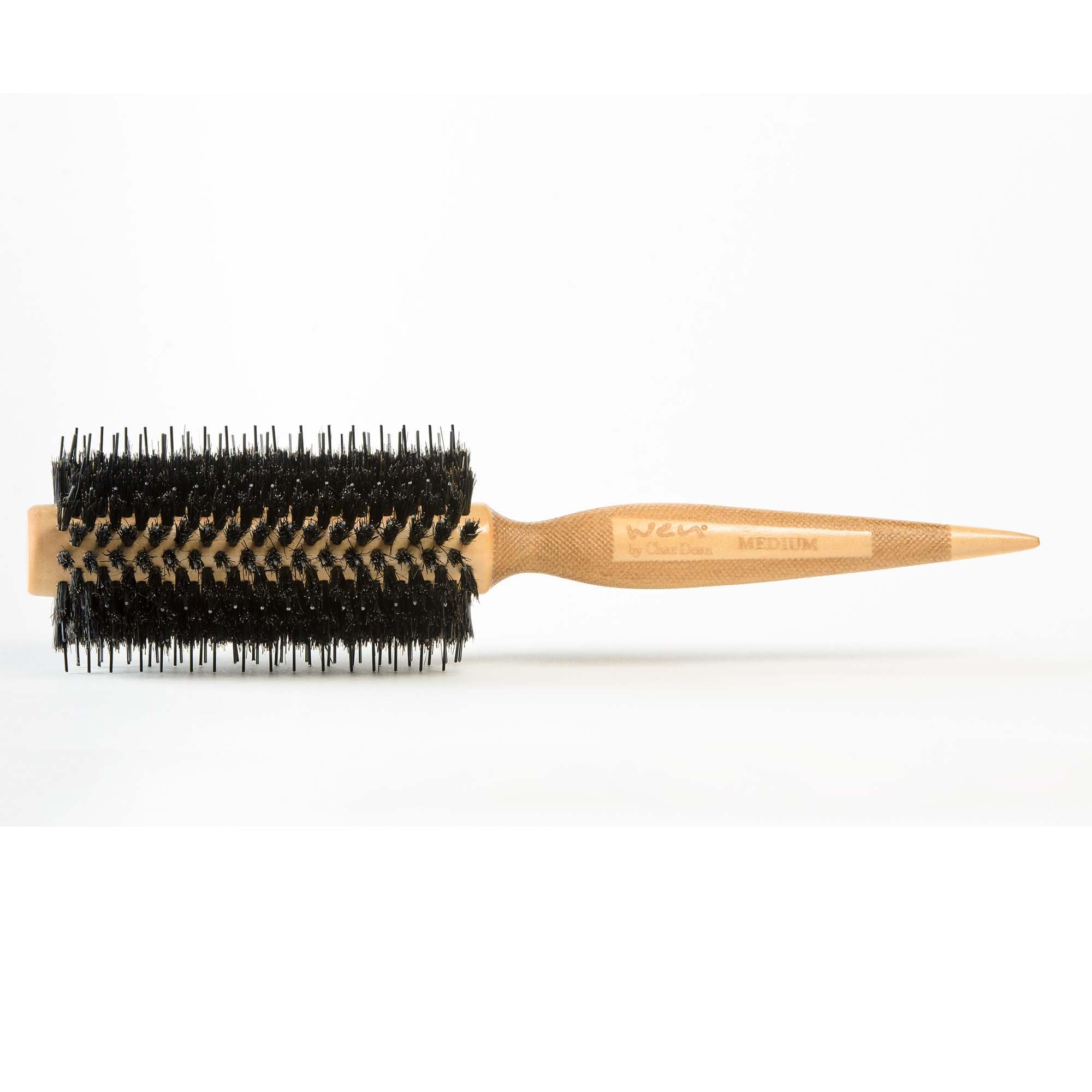 WEN by Chaz Dean Deluxe Boar Bristle Hair Brush - Wooden Round Brush For Blow Out & Blow Drying, for Women & Men, Great for Bangs, Round Styling
