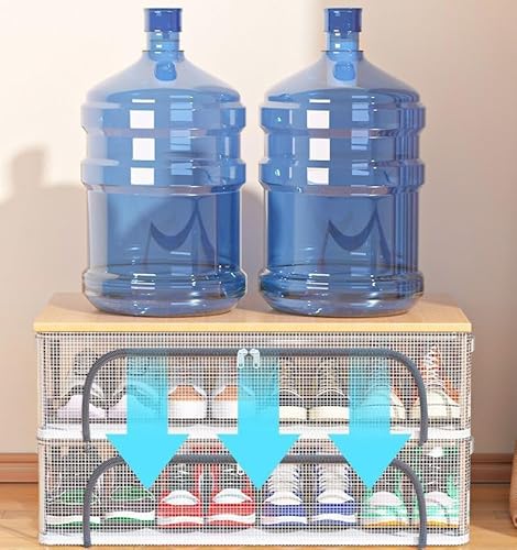 منظم احذية شفاف قابل للتكديس، 60 × 30 × 21 سم، رف احذية قابل للطي للخزانة، منظم تخزين احذية تحت السرير (عبوتان)