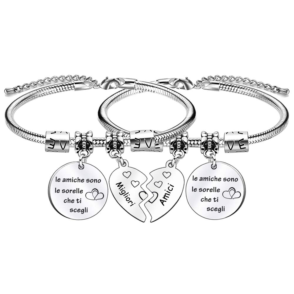 Bracciale Amicizia In Acciaio Inossidabile - Regalo Perfetto Per Migliore Amica Con Incisione - Foto 13