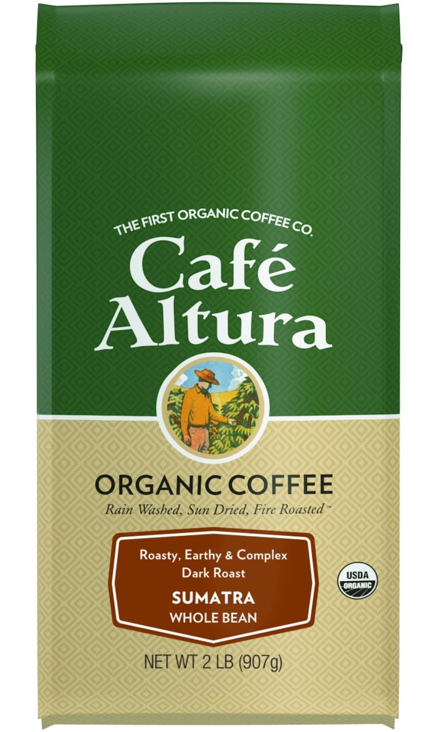 Cafe Altura Whole Bean Organic Coffee, Sumatra Dark Roast, 2 lb Bag