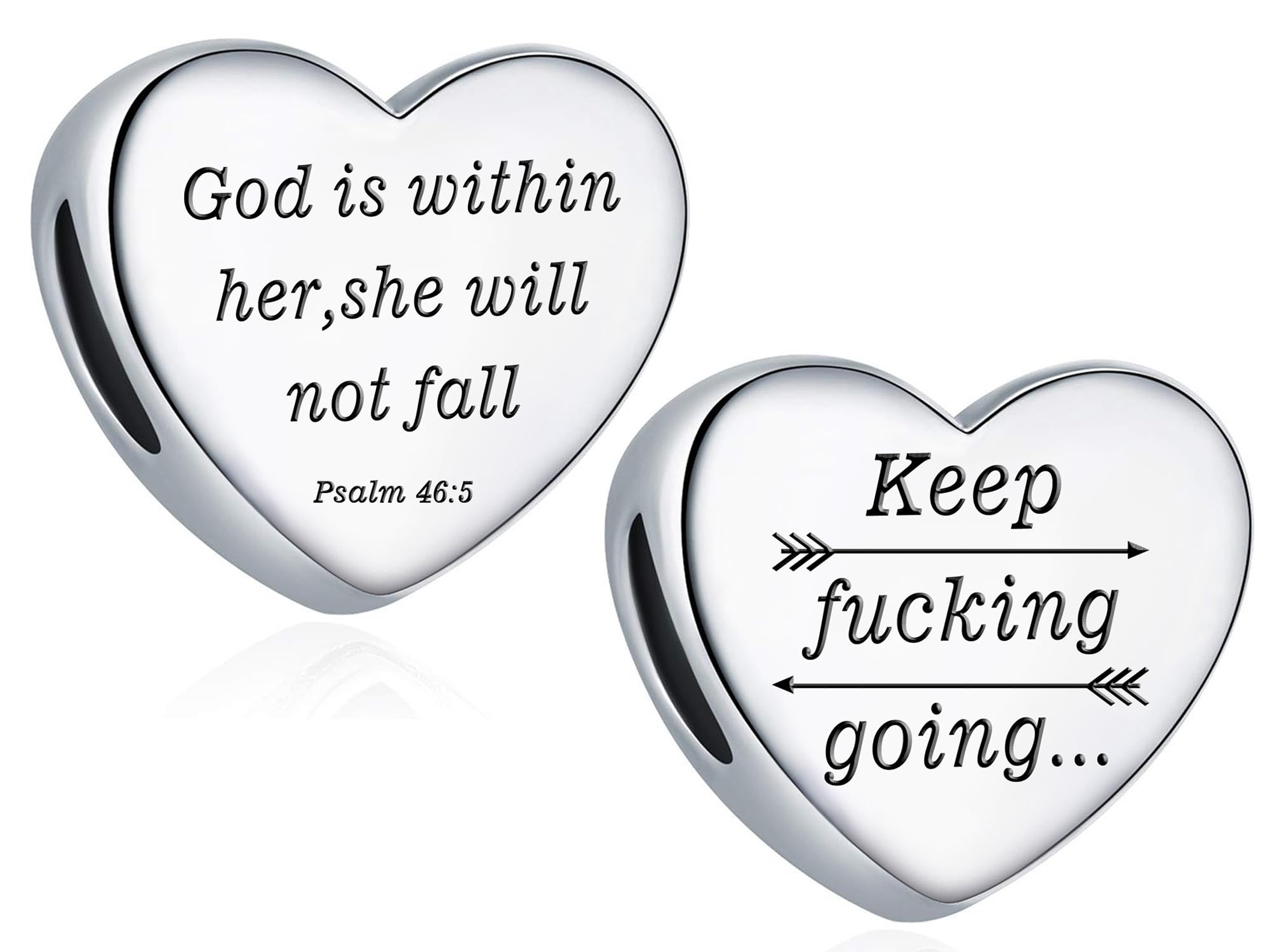 MUERDOU Heart Charms Fit Charms Bracelet Christian Bible Verse Charm Prayer Faith Religious Jewelry Gifts for Women