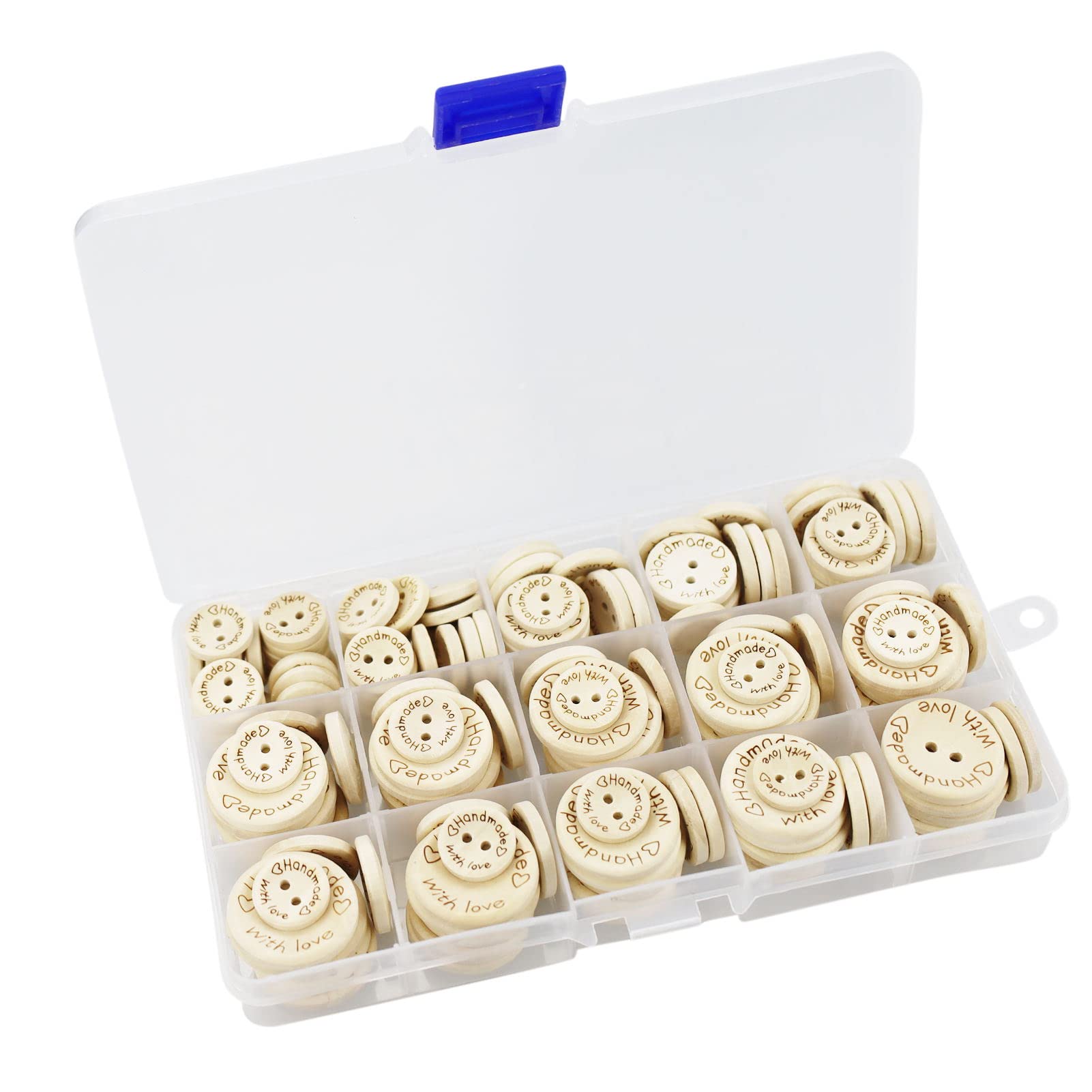 120 Pièces Boutons En Bois Handmade With Love Forme Ronde