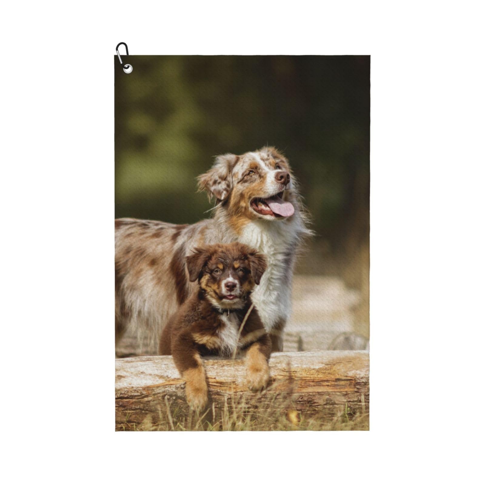 Hnnkloy Australian Shepherd Dogs Aussie Brown Dogs, 16x24 in Portable Waffle Golf Towels with Carabiner Clip for Golf Bag